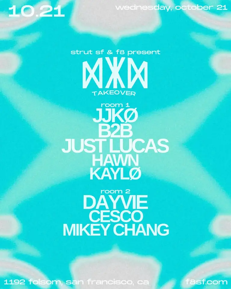 Artwork for Strut SF and F8 present NYX takeover with JJKØ and Just Lucas